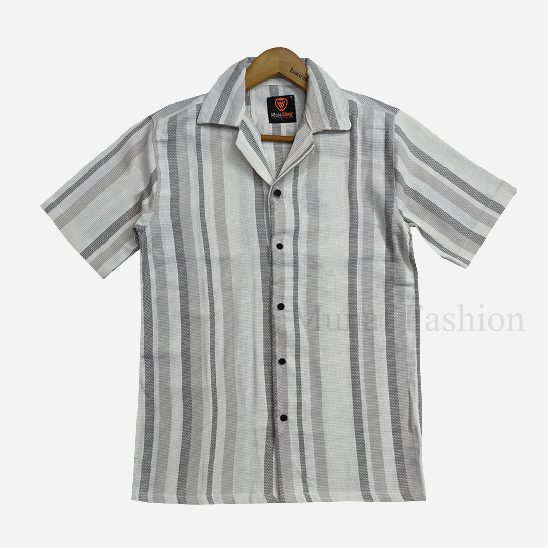 Deep Grey Check Dobby Cotton Summer Shirt