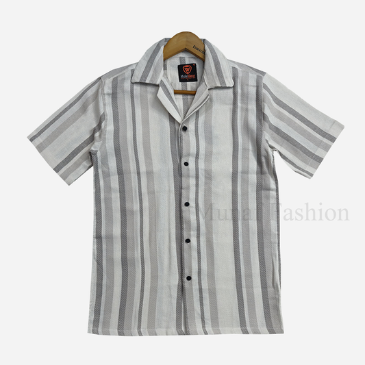 Deep Grey Check Dobby Cotton Summer Shirt