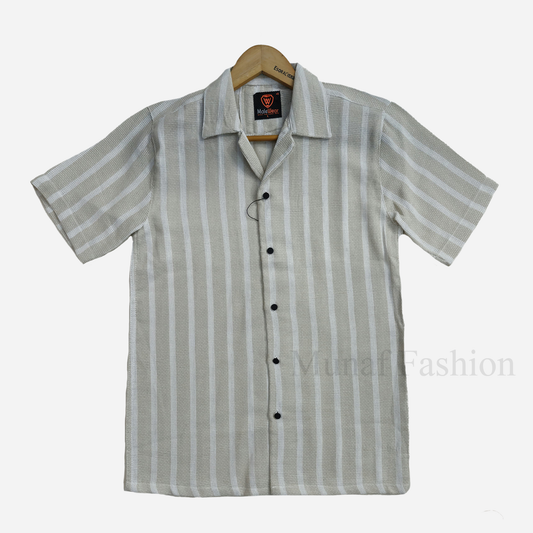 Light Grey Check Dobby Cotton Summer Shirt