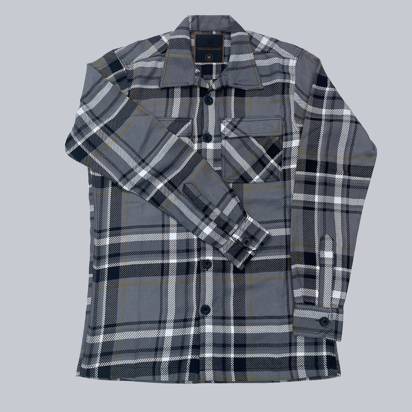 Ash-grey flannel shackets