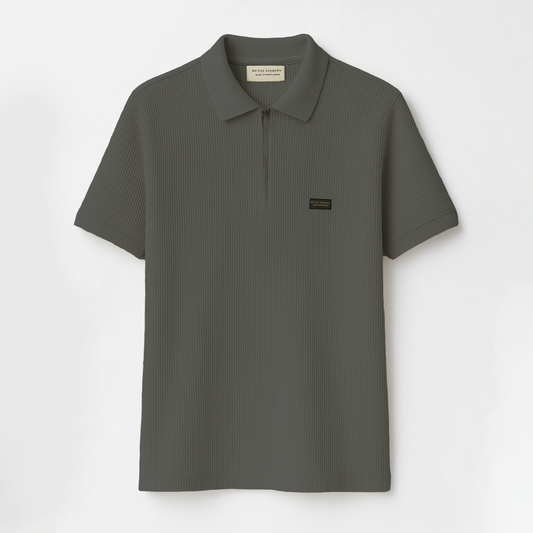 Light Ash Solid Zipper Polo