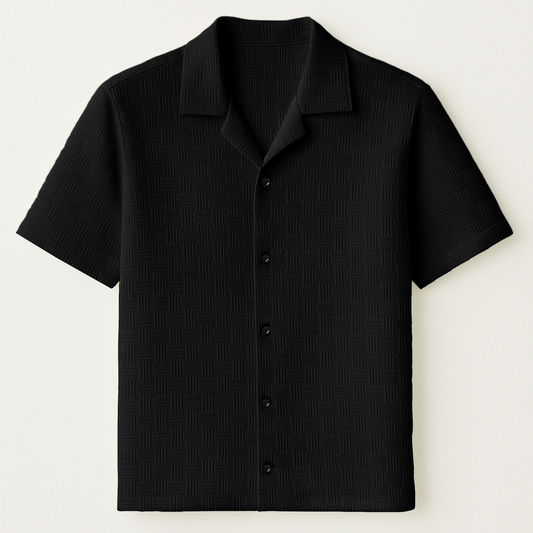 Black Cuban Popcorn Stripe Shirt