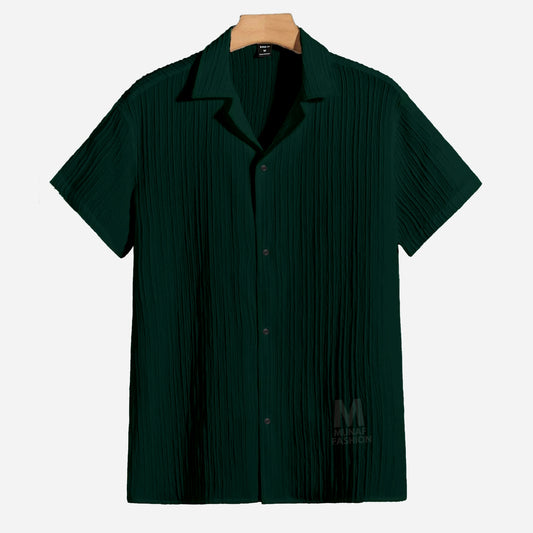 Bottle-green Cuban Viscose Shirt (CVS-5)