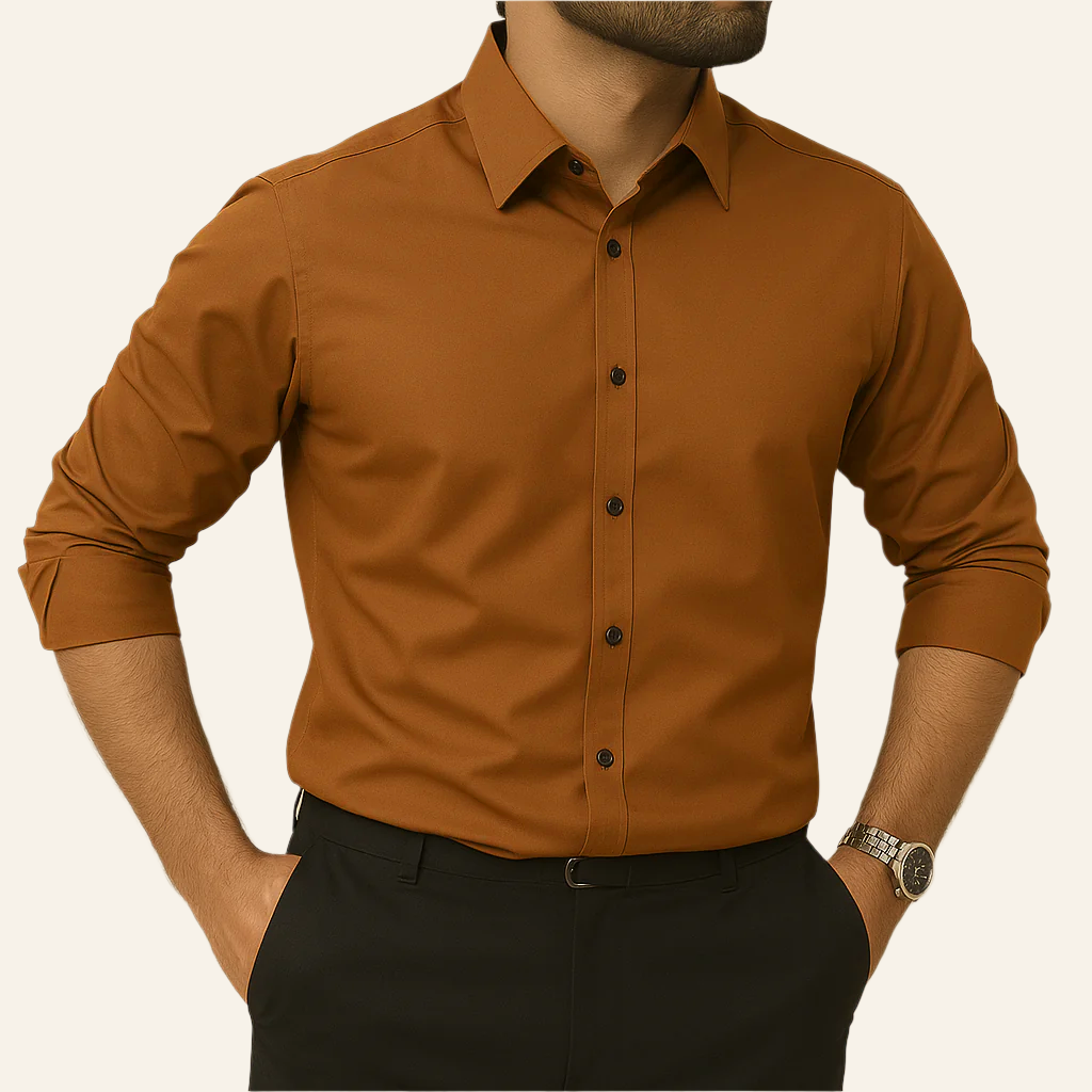 Brown Micro-Stretch Formal Shirt