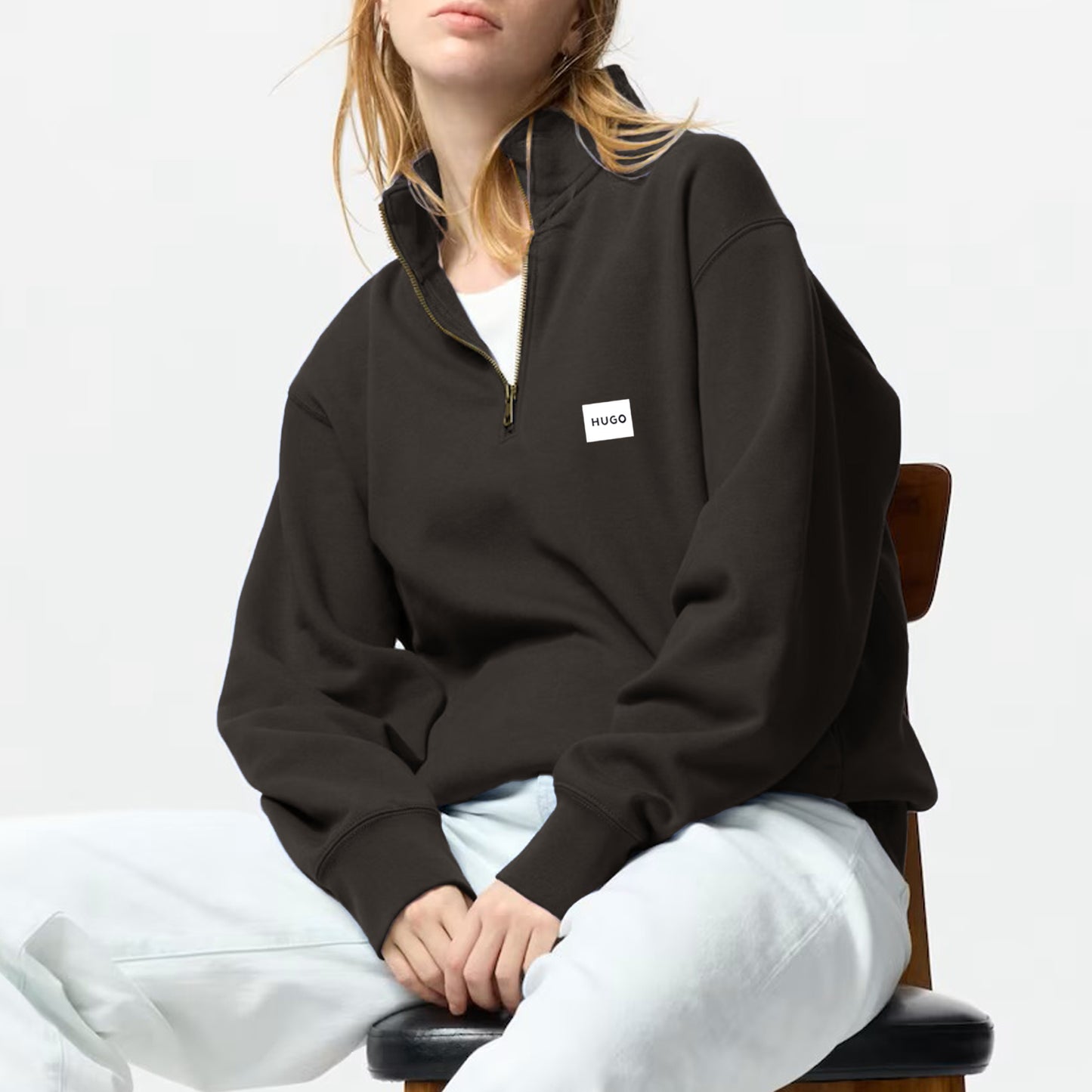 Dark-coffee Half-zip Sweatshirt