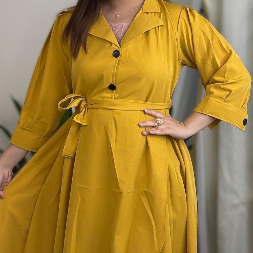 Mustard Tie-waist Gown (TWG-2)