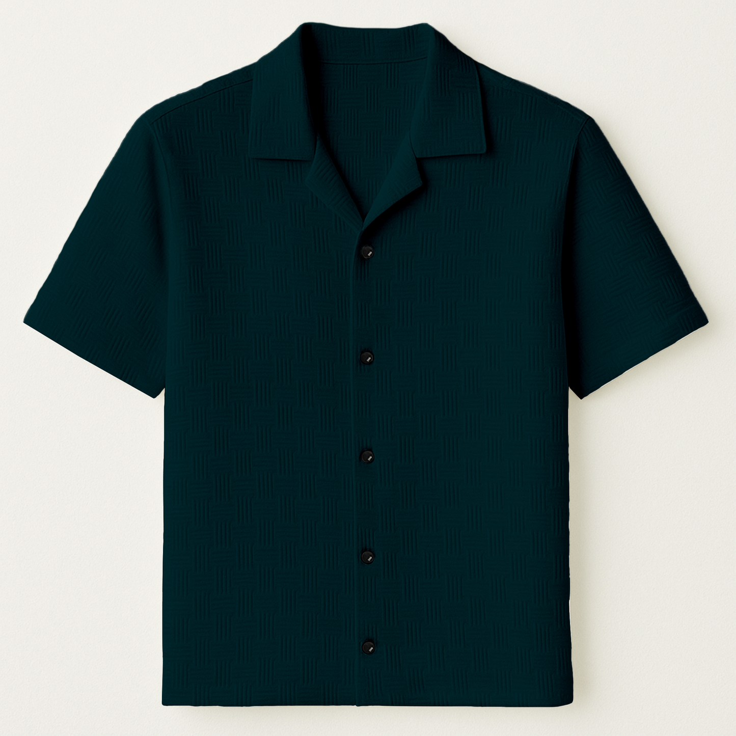 Petrol-blue Cuban Popcorn Stripe Shirt