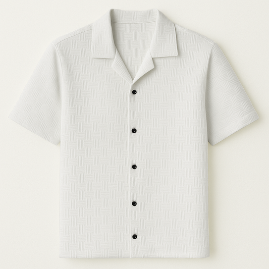 White Cuban Popcorn Stripe Shirt