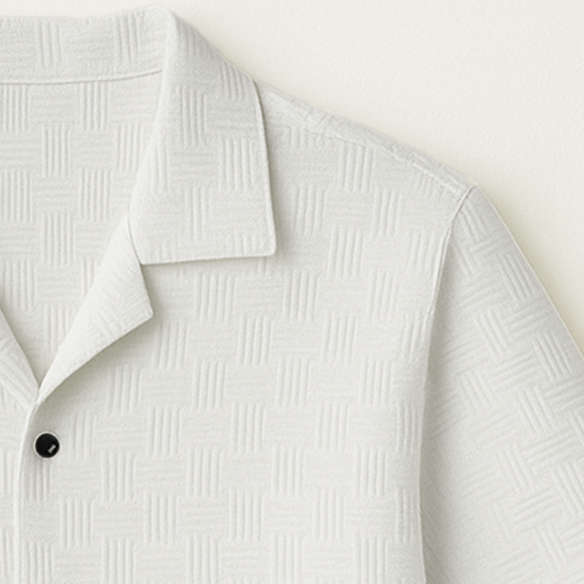 White Cuban Popcorn Stripe Shirt