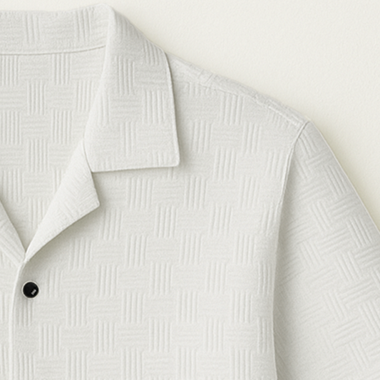 White Cuban Popcorn Stripe Shirt