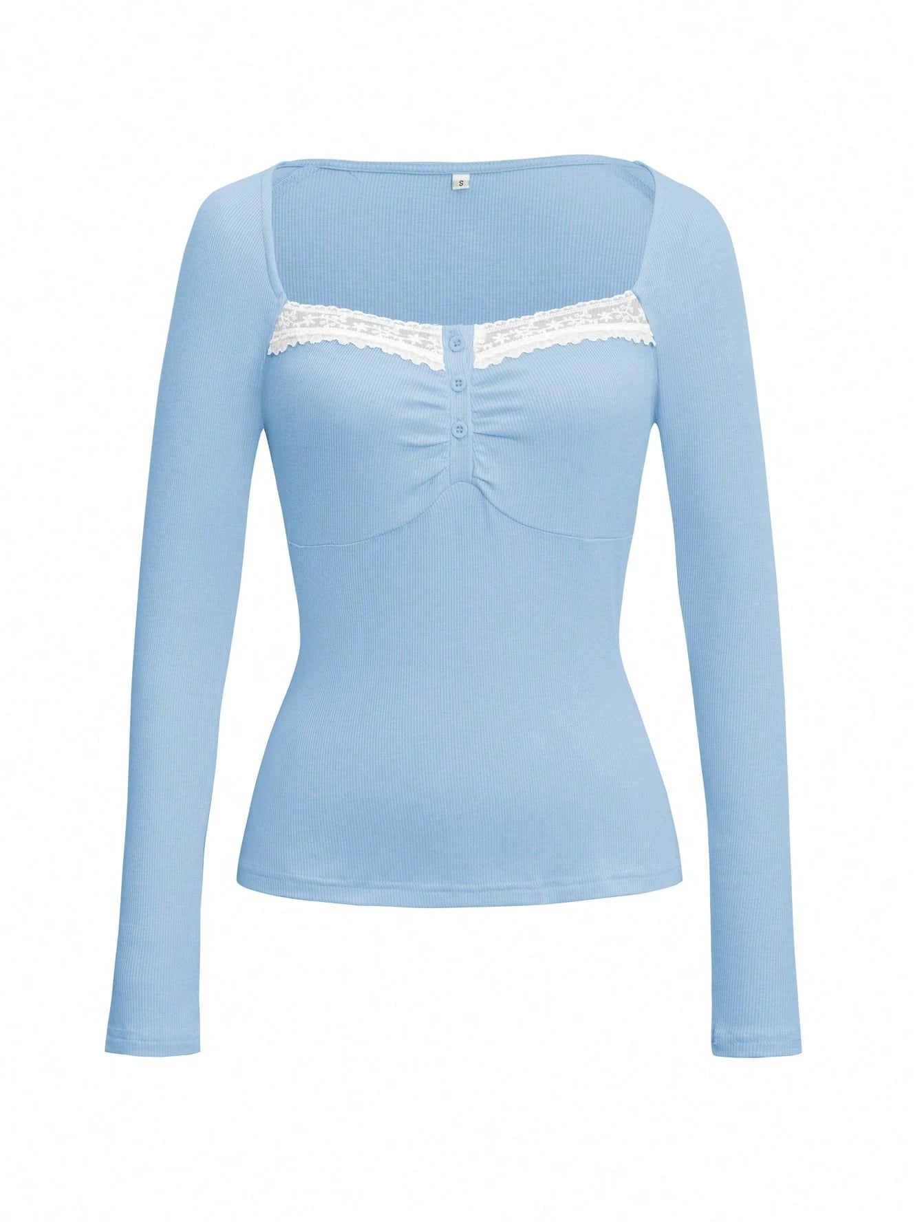 Sky-blue Lace-trimmed Top (LTT-3)