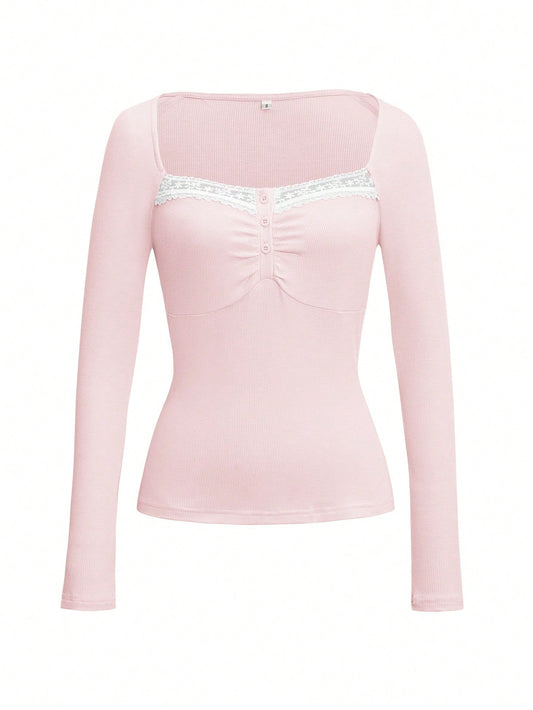 Pink Lace-trimmed Top (LTT-1)