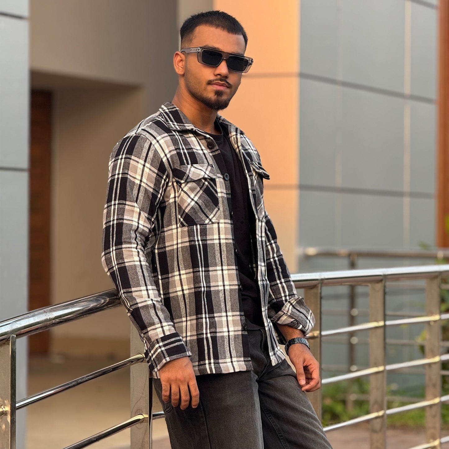 Black Flannel Shacket