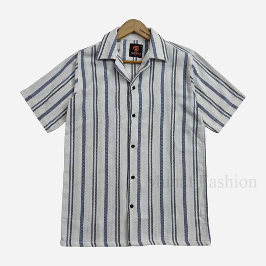 Blue Check Dobby Cotton Summer Shirt