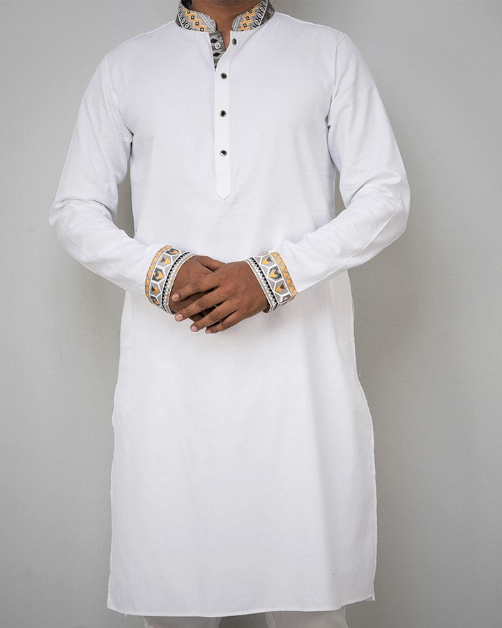 White Embroidered Panjabi