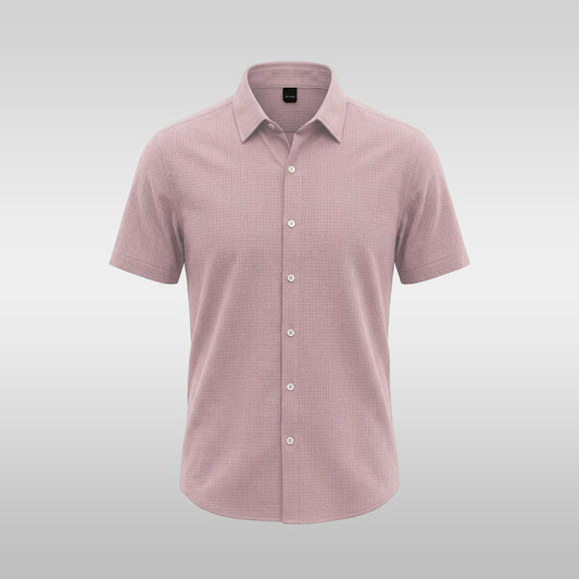 Baby-pink Short-sleeve Textured Shirt (SFS-3)