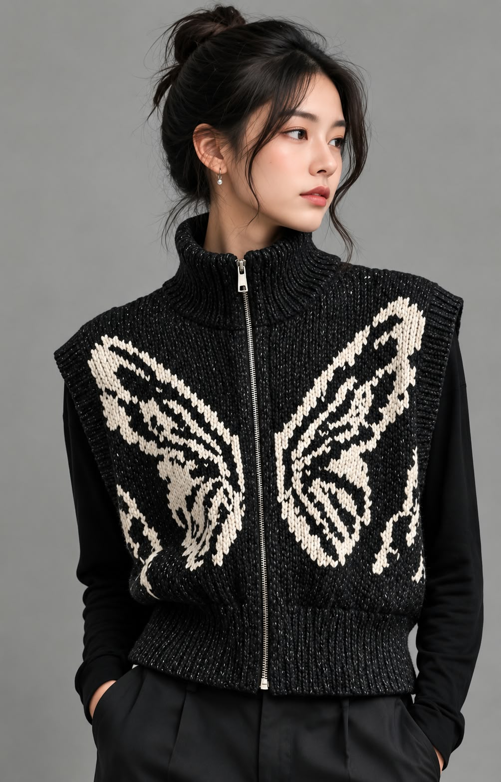 Women's Zip-up Knit Vest