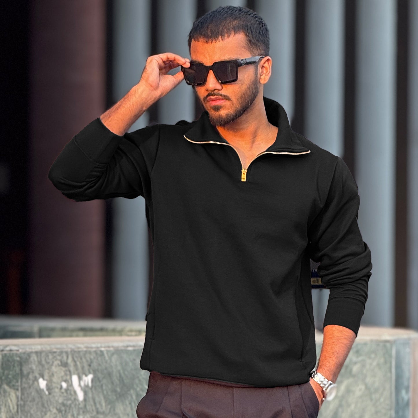 Black Solid Sweatshirt