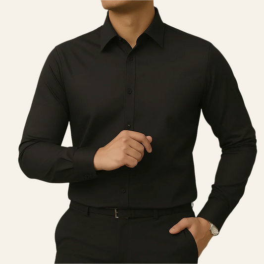 Black Micro-Stretch Formal Shirt