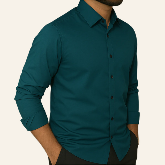 Bottle-green Micro-Stretch Formal Shirt