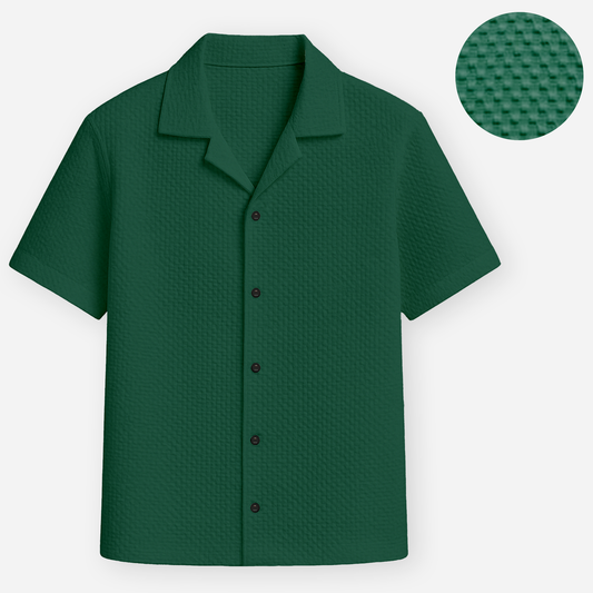 Bottle-green Cuban Dotted Shirt (CDS-4)