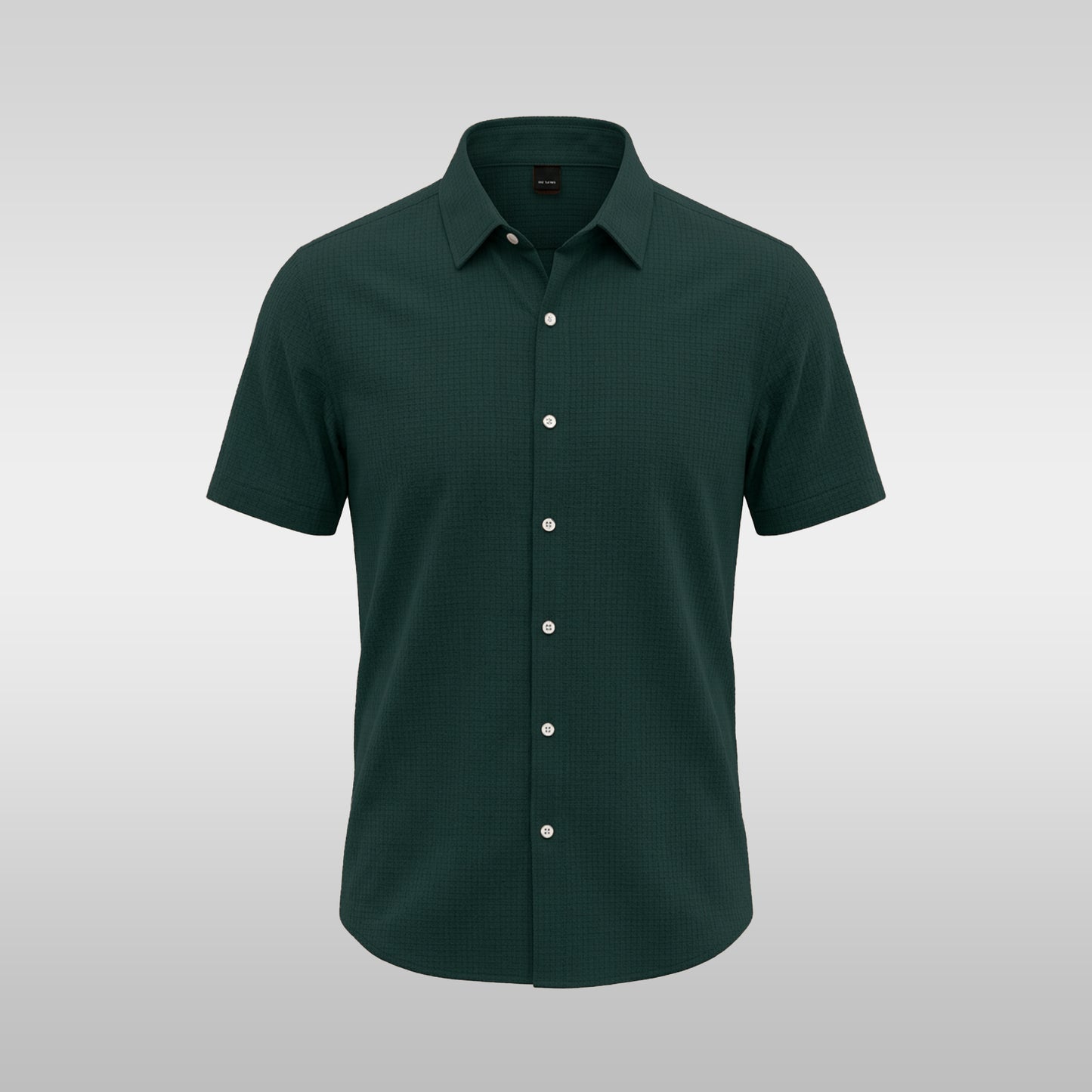 Bottle-green Short-sleeve Textured Shirt (SFS-5)
