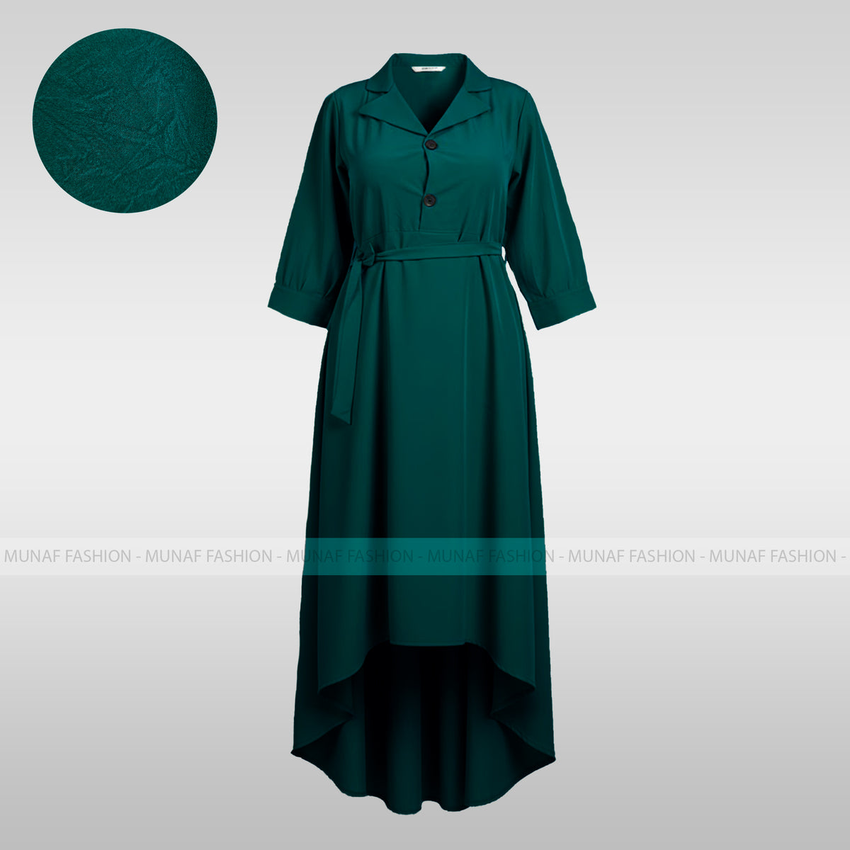 Bottle-green Tie-waist Gown (TWG-3)
