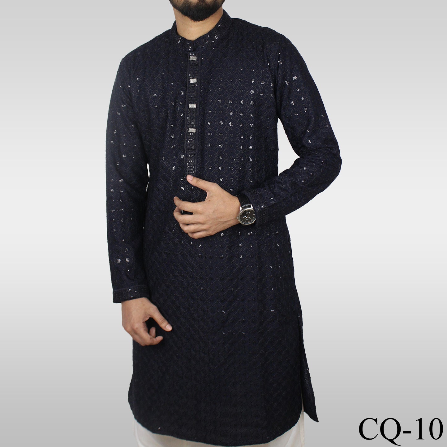 Navy-Blue Sequence Panjabi