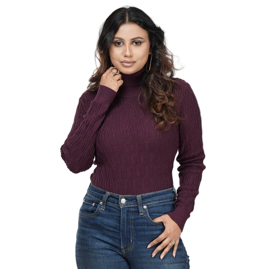 Chocolate Textured High Neck Sweater