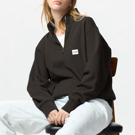 Dark-coffee Half-zip Sweatshirt