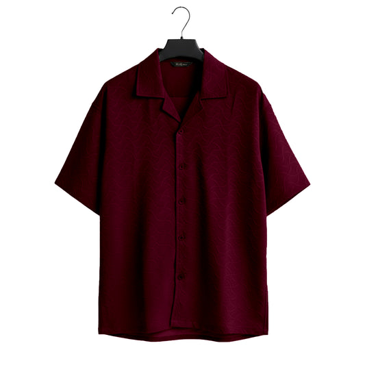 Dark-maroon Cuban Wave Shirt (CWS-7)