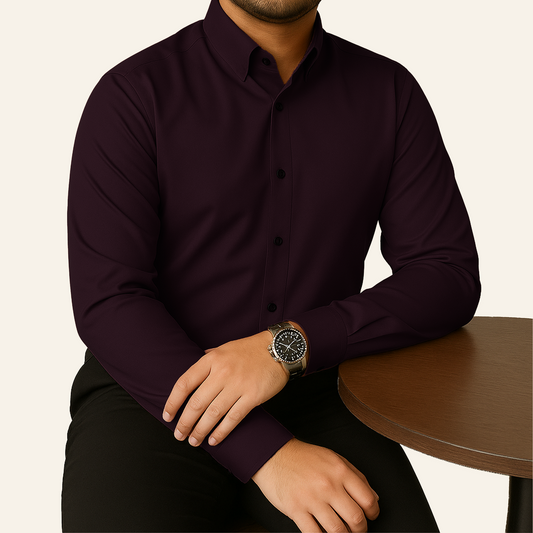 Dark-coffee Micro-Stretch Formal Shirt