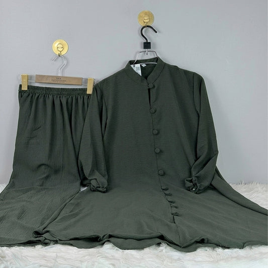 Deep-olive Thai Cotton Co-ord Set (TCS-7)