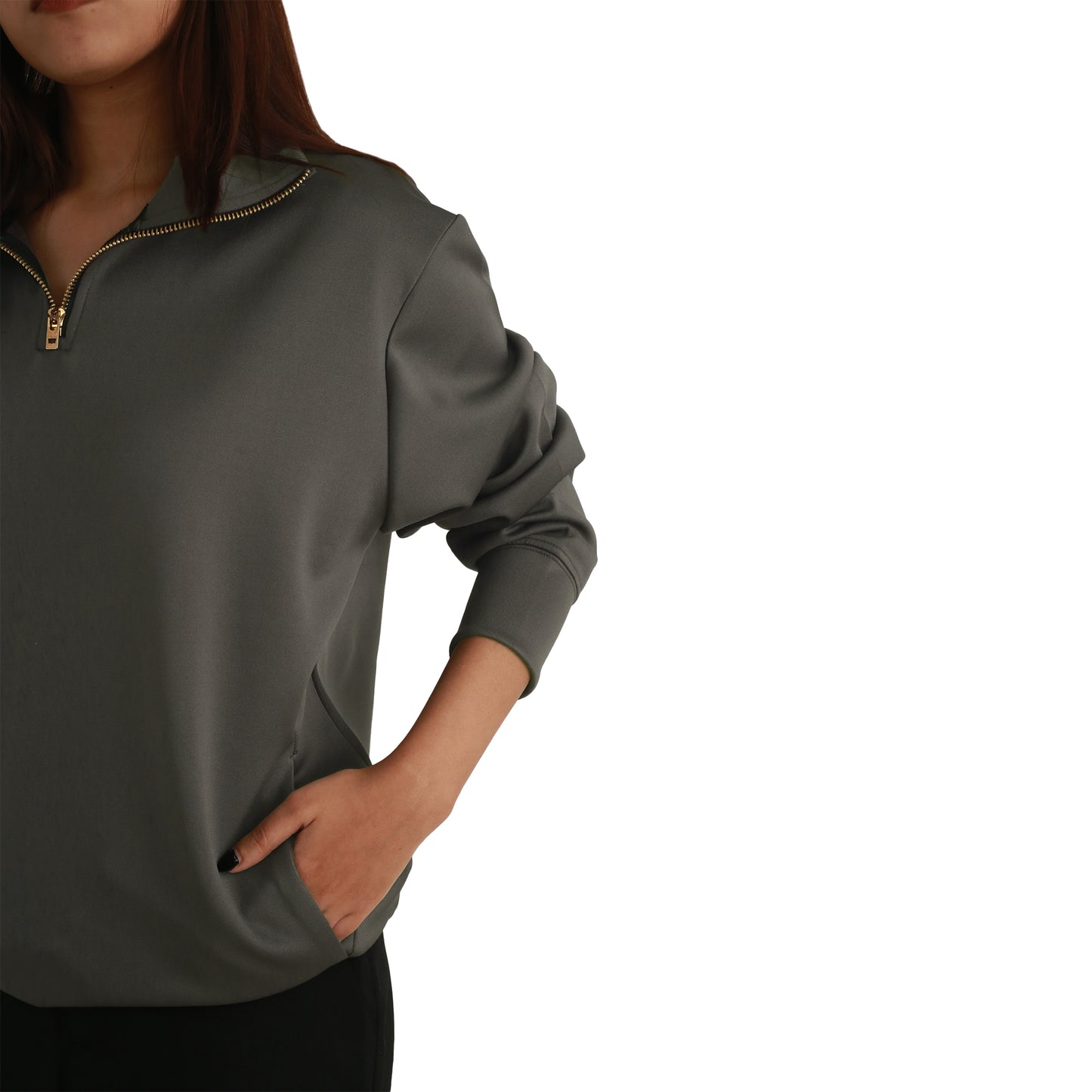 Grey Solid Sweatshirt