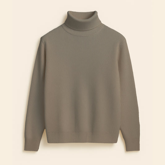 Khaki Turtleneck Sweater