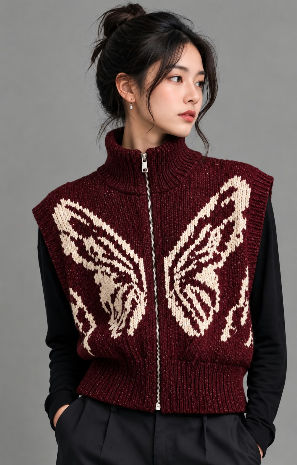 Women's Zip-up Knit Vest