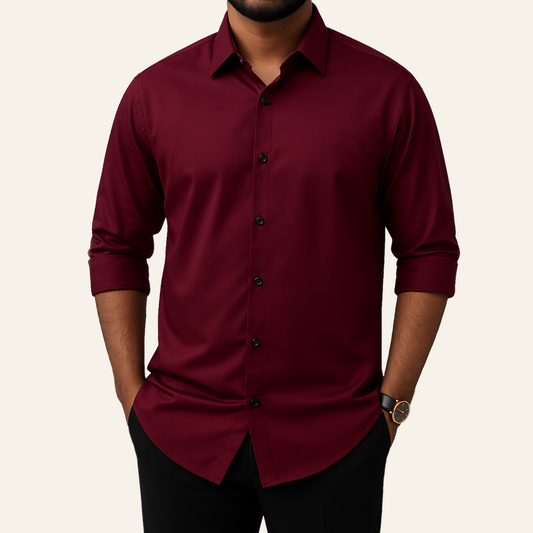 Maroon Micro-Stretch Formal Shirt
