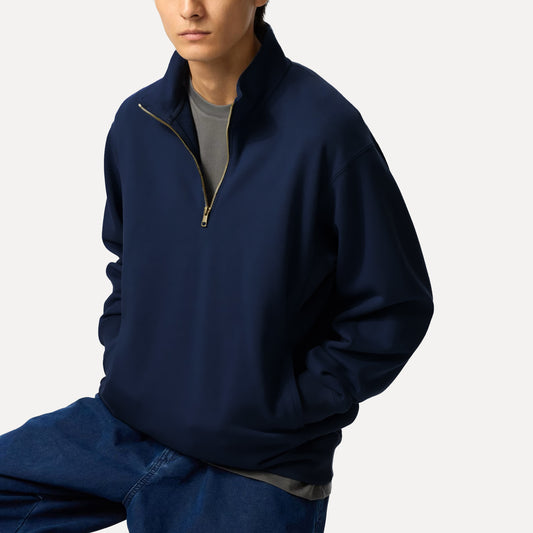 Navy-blue Solid Sweatshirt