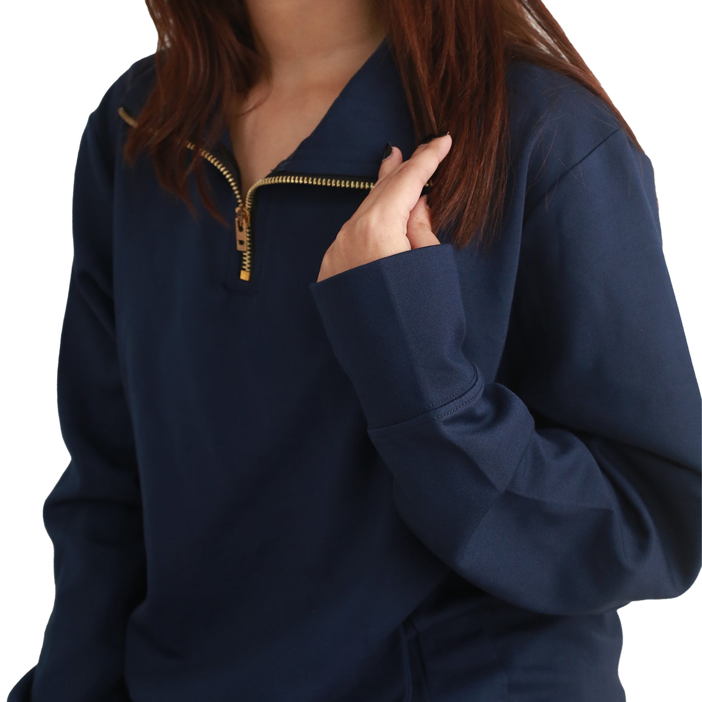 Navy-blue Solid Sweatshirt
