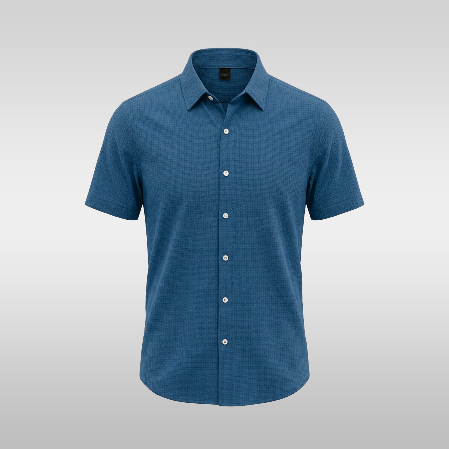 Petrol-blue Short-sleeve Textured Shirt (SFS-7)