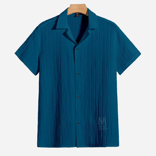 Petrol-blue Cuban Viscose Shirt (CVS-10)