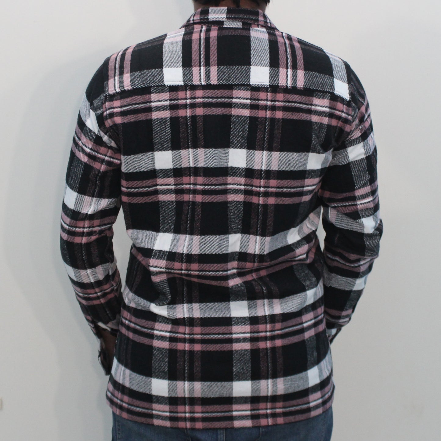 Pink and black flannel shirt