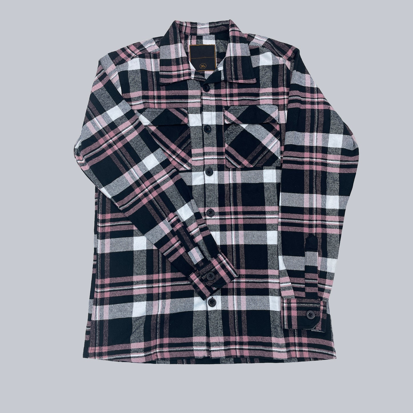 Pink and black flannel shirt