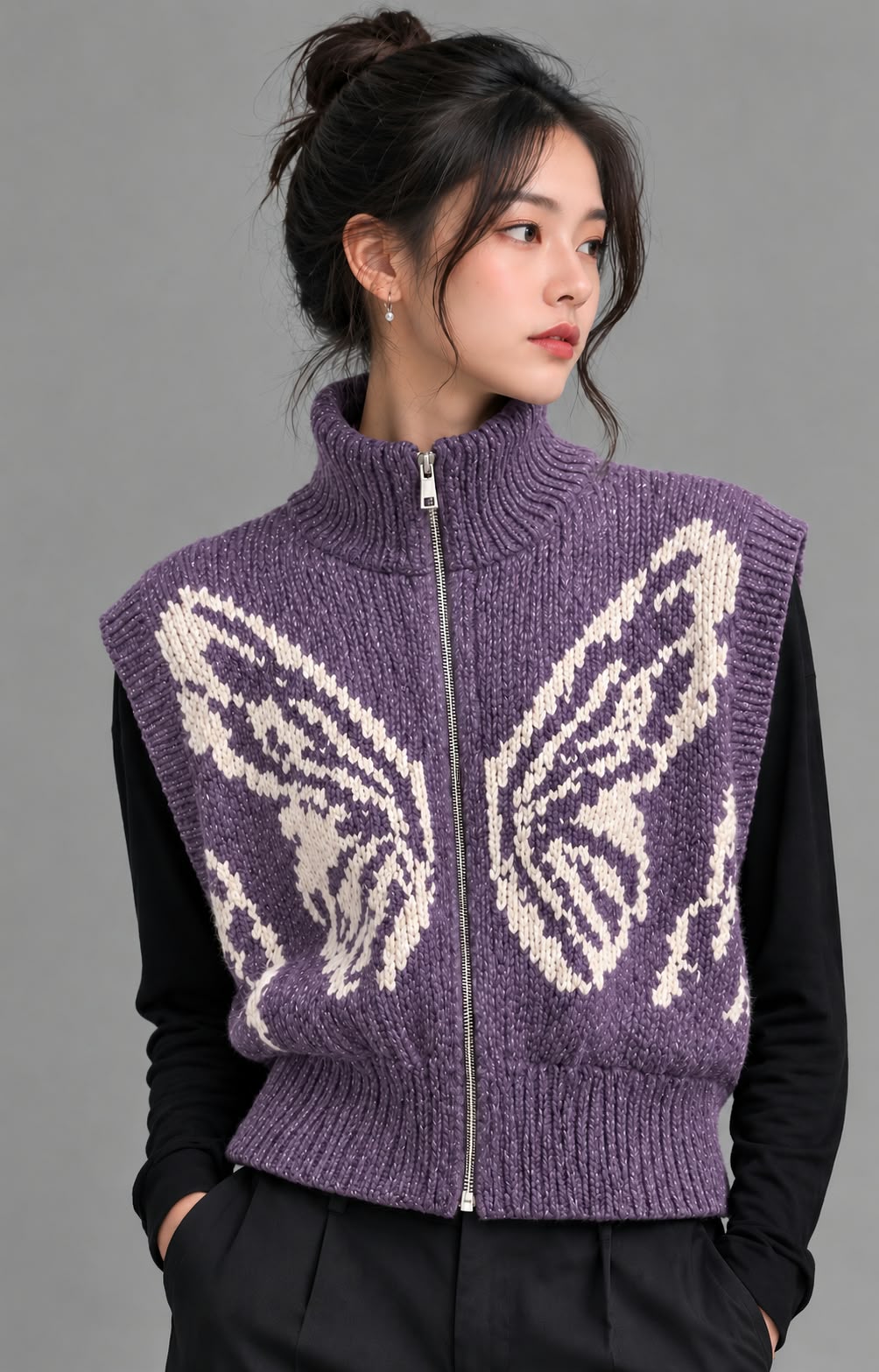 Women's Zip-up Knit Vest