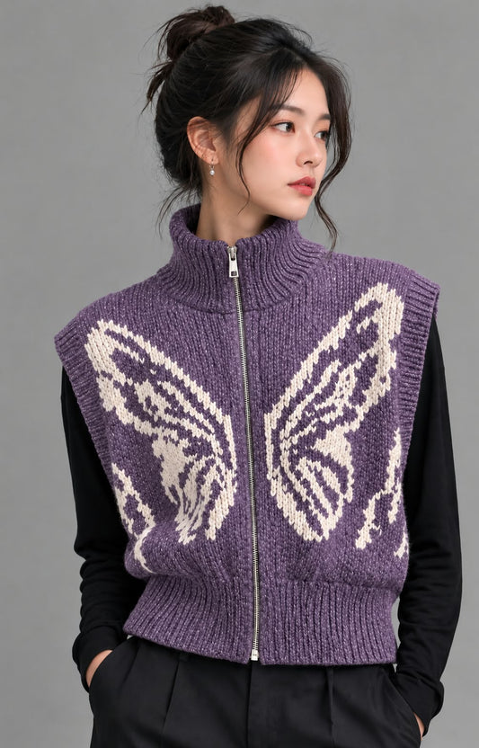 Women's Zip-up Knit Vest