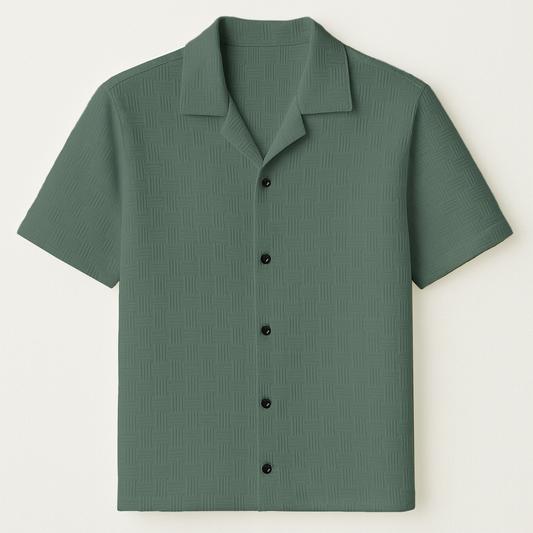 Sea-green Cuban Popcorn Stripe Shirt